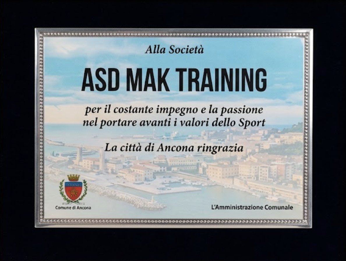 Targa della Città di Ancona ad ASD Mak Training